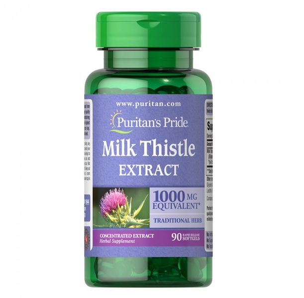 Puritan's Pride - Milk Thistle 4:1 Extract  / 1000 мг - 90 дражета​