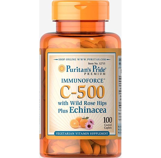 Puritan's Pride - Vitamin C-500 with Rose hips&amp;Echinacea / 100 таблетки​