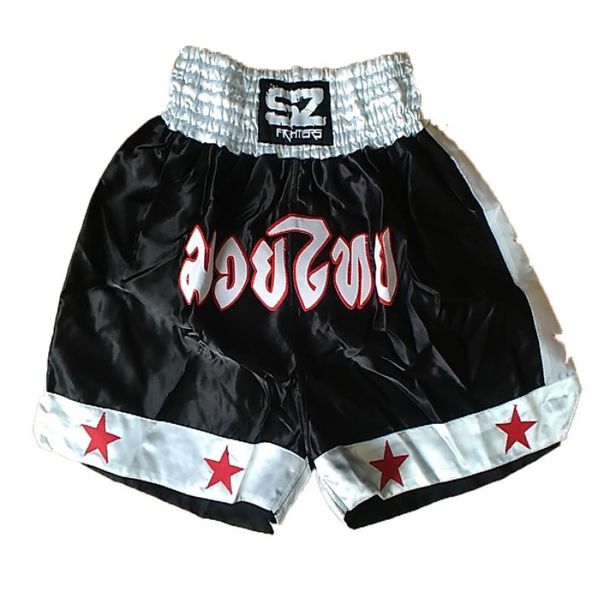 SZ Fighters - Шорти за Муай Тай - Черно / Бели