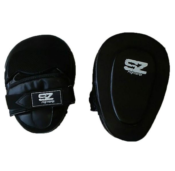 SZ Fighters - Извити боксови лапи (Естествена кожа) - Черни