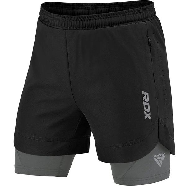 Шорти за ММА с клин - RDX T16 2-in-1 Compression MMA Shorts - MSC-T16BG​