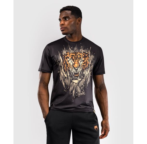 Тениска - Venum Tiger Men's Dry Tech T-Shirt - Black/Neon Orange​