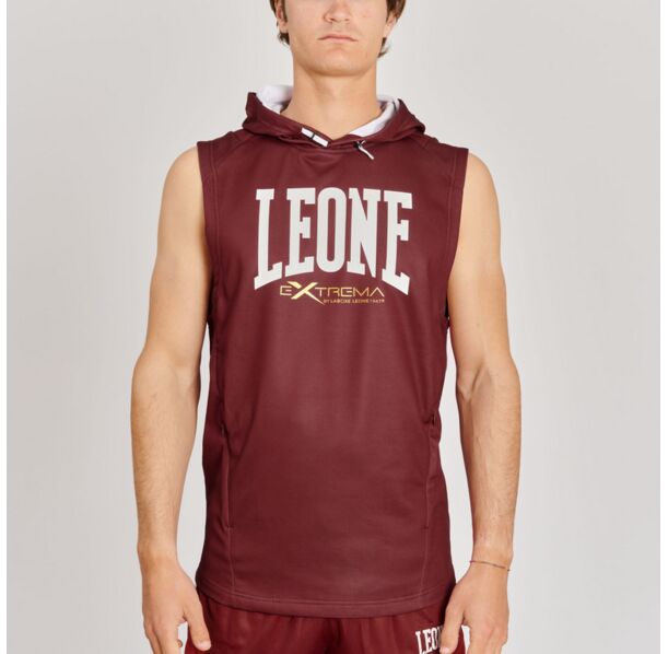 Суитшърт без ръкави - Leone LOGO hooded sleeveless sweatshirt - ABX110 - Bordeaux
