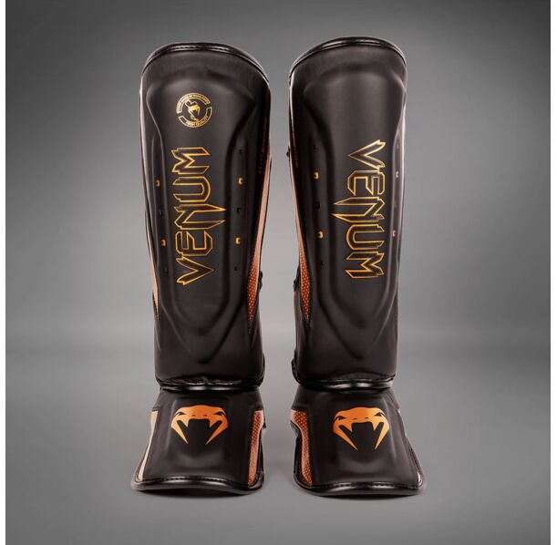 Протектори за крака - Venum Elite Evo Shinguards - Black/Bronze​