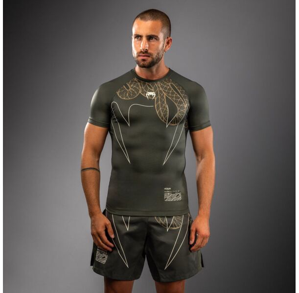 Рашгард -  Venum Serpenti Short Sleeve Rashguard - Khaki/Bronze/Ivory​