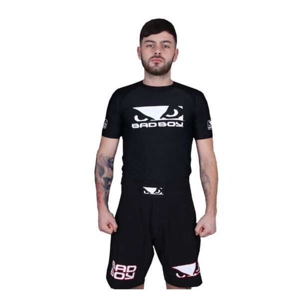 РАШГАРД  -  Men's Bad Boy Rashguard - Short Sleeves - Black/White 